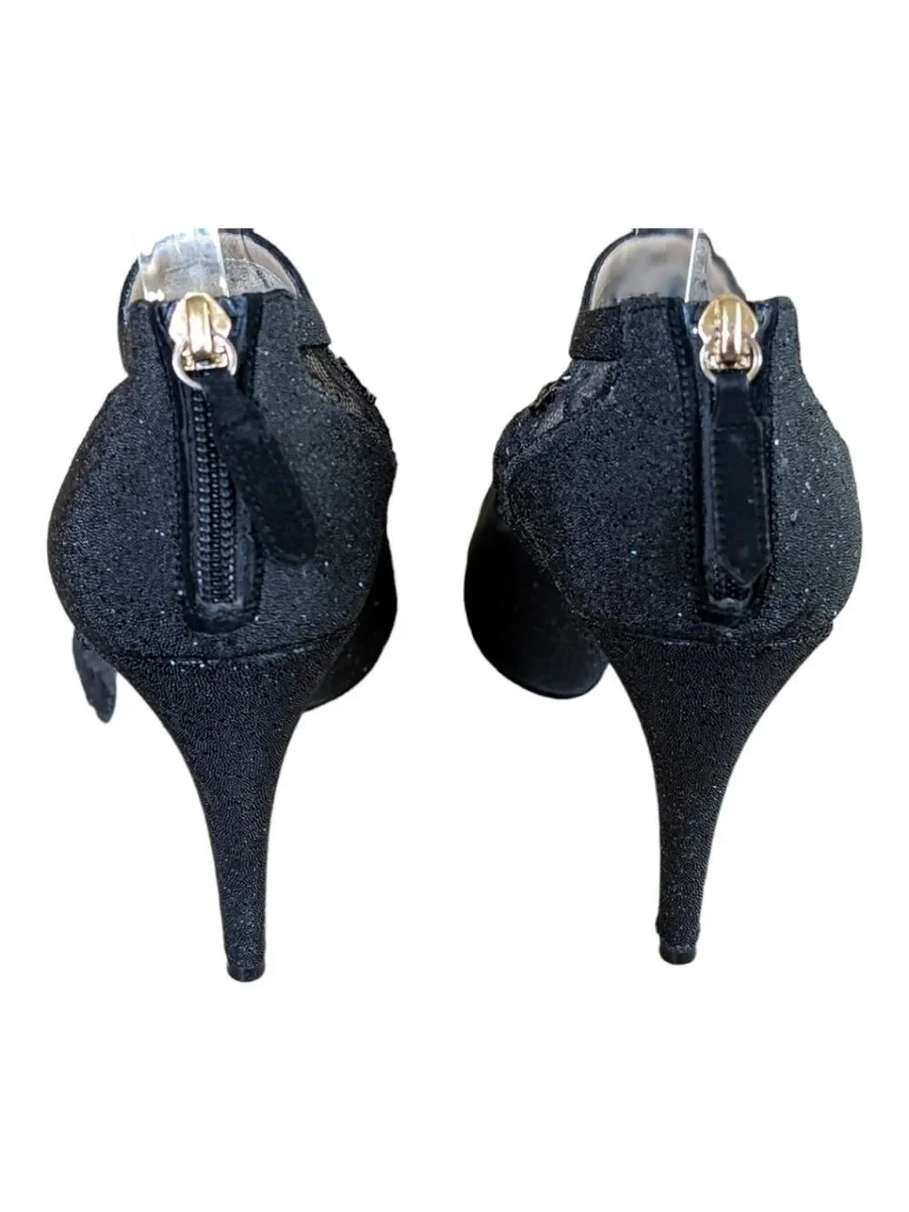 Valentino Garavani Women's Black Lace Heeled Crystal Shoes Size 10 US 40 EU